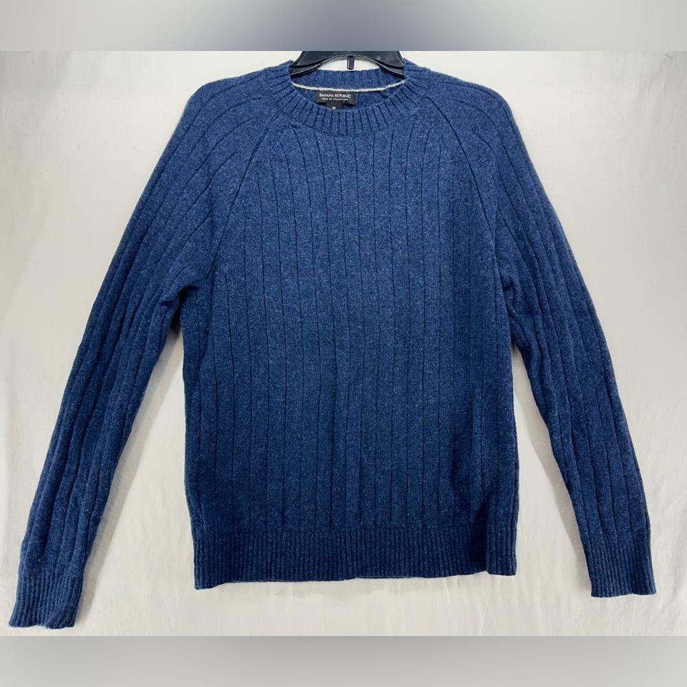 Banana Republic Wool Blend Gifting Wider Ribbed Sweaters Blue Mens Size M